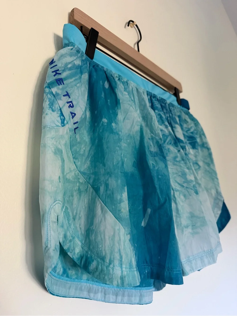 Nike Blue Turquoise Marble/Tie-Dye Print Athletic Shorts